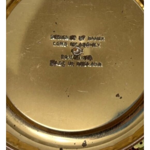 Daher Biscuit/Cookie Tin Made in England Floral Brass Finial MCM Orange - Picture 7 of 9